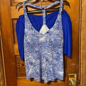NWT Sonnet Shores Swimsuit Size 24W 2 Piece Racer Back Top & Skirted Bottoms
